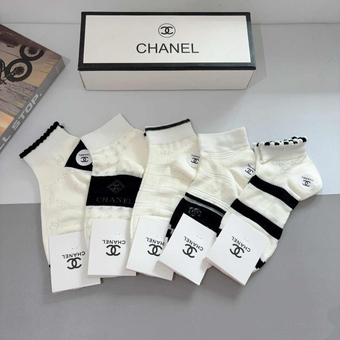 CHANEL Classic Bamboo Cotton Socks - 5 Pairs