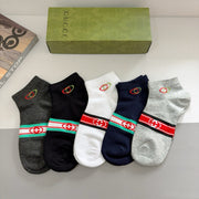 Gucci Men's Classic Cotton Short Socks - 5 Pairs