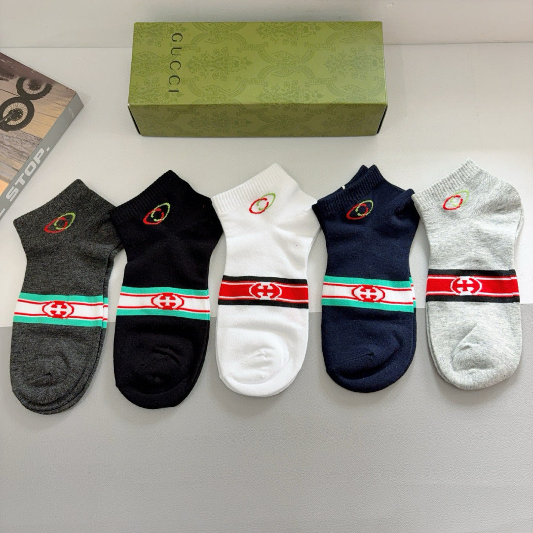 Gucci Men's Classic Cotton Short Socks - 5 Pairs