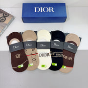 Dior Bamboo Cotton Boat Socks - 5 Pairs