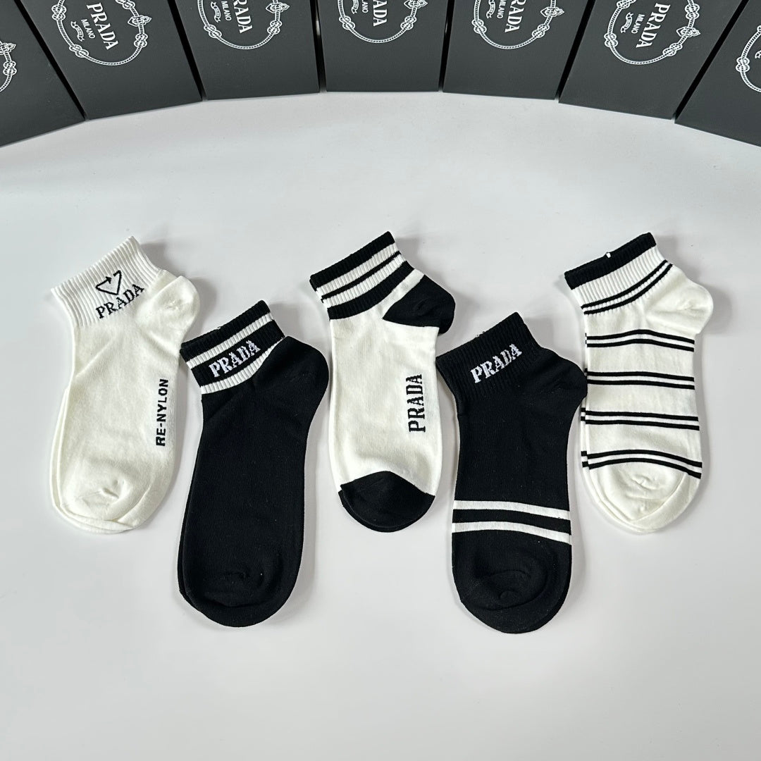 Prada Short & Medium Pile Socks - 5 Pairs Gift Set