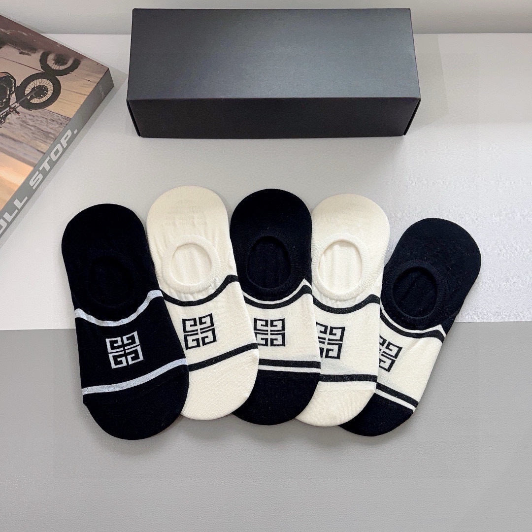 Givenchy Combed Cotton Boat Socks - 5 Pairs Box Set