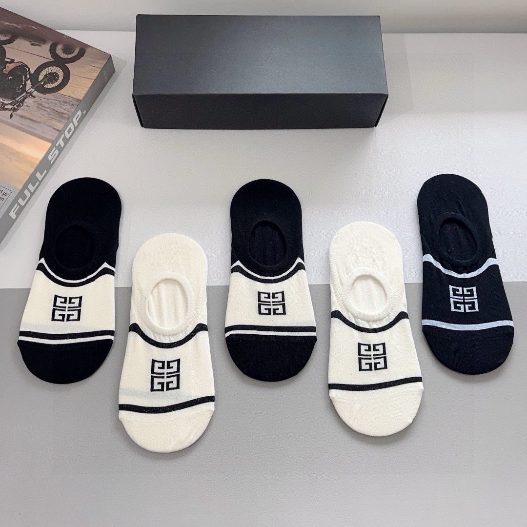 Givenchy Combed Cotton Boat Socks - 5 Pairs Box Set