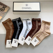 CHANEL High-End Synced Mid-Calf Socks - 5 Pairs