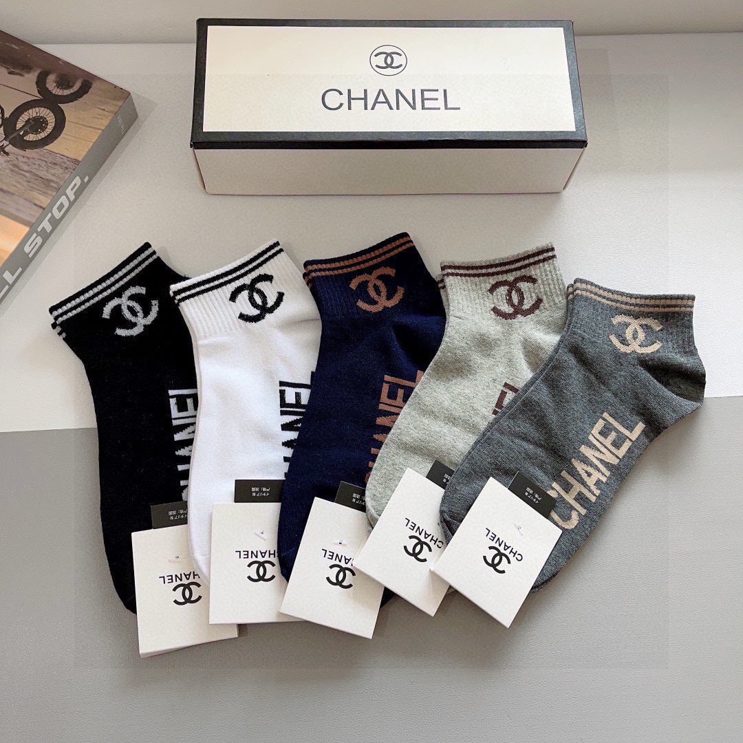 Chanel High-End Boat Socks - 5 Pairs