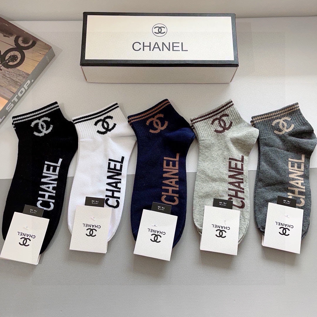 Chanel High-End Boat Socks - 5 Pairs