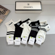 CHANEL Classic Cotton Logo Socks - 5 Pairs