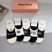 Miu Miu Celebrity Cotton Boat Socks - 5 Pairs