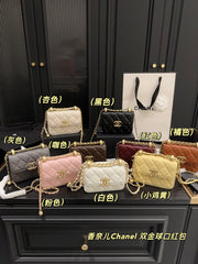 Chanel Vintage-Inspired Double Gold Ball Lipstick Bag