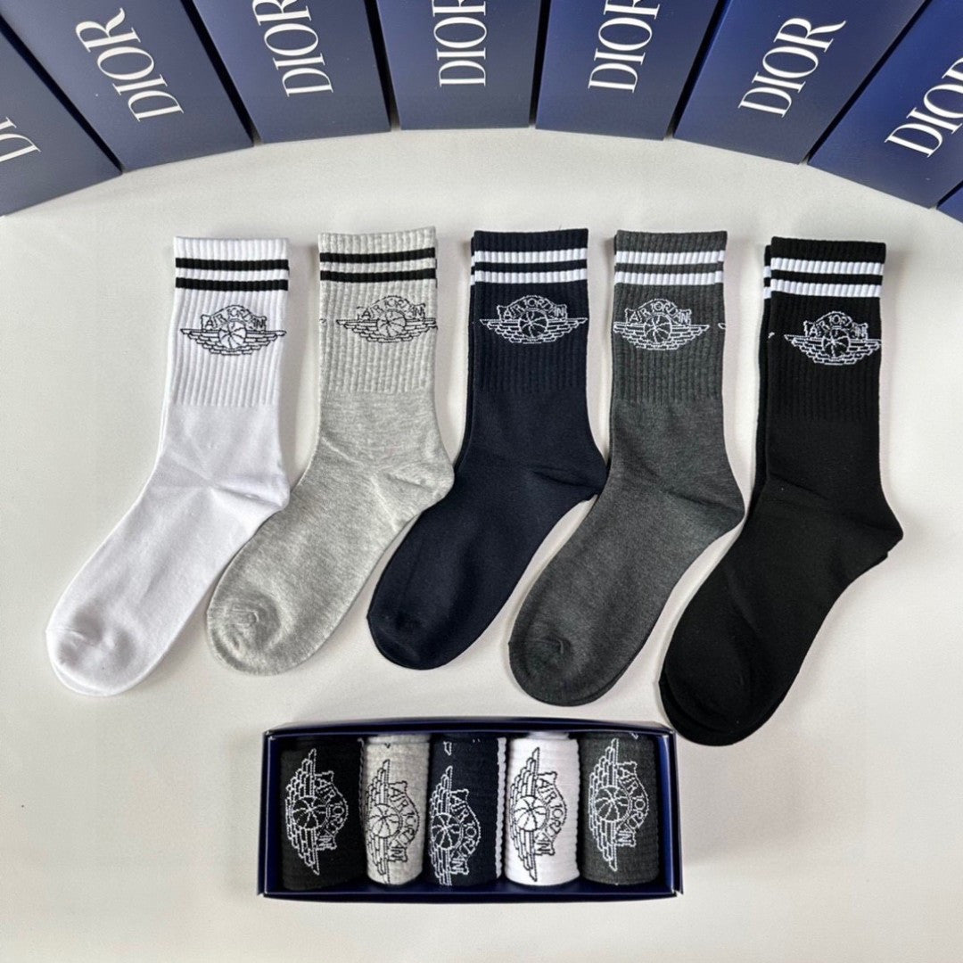 Dior Mid-Length Pile Socks - Set of Five