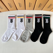 Burberry Mid-Length Socks - 5 Pairs Luxury Collection