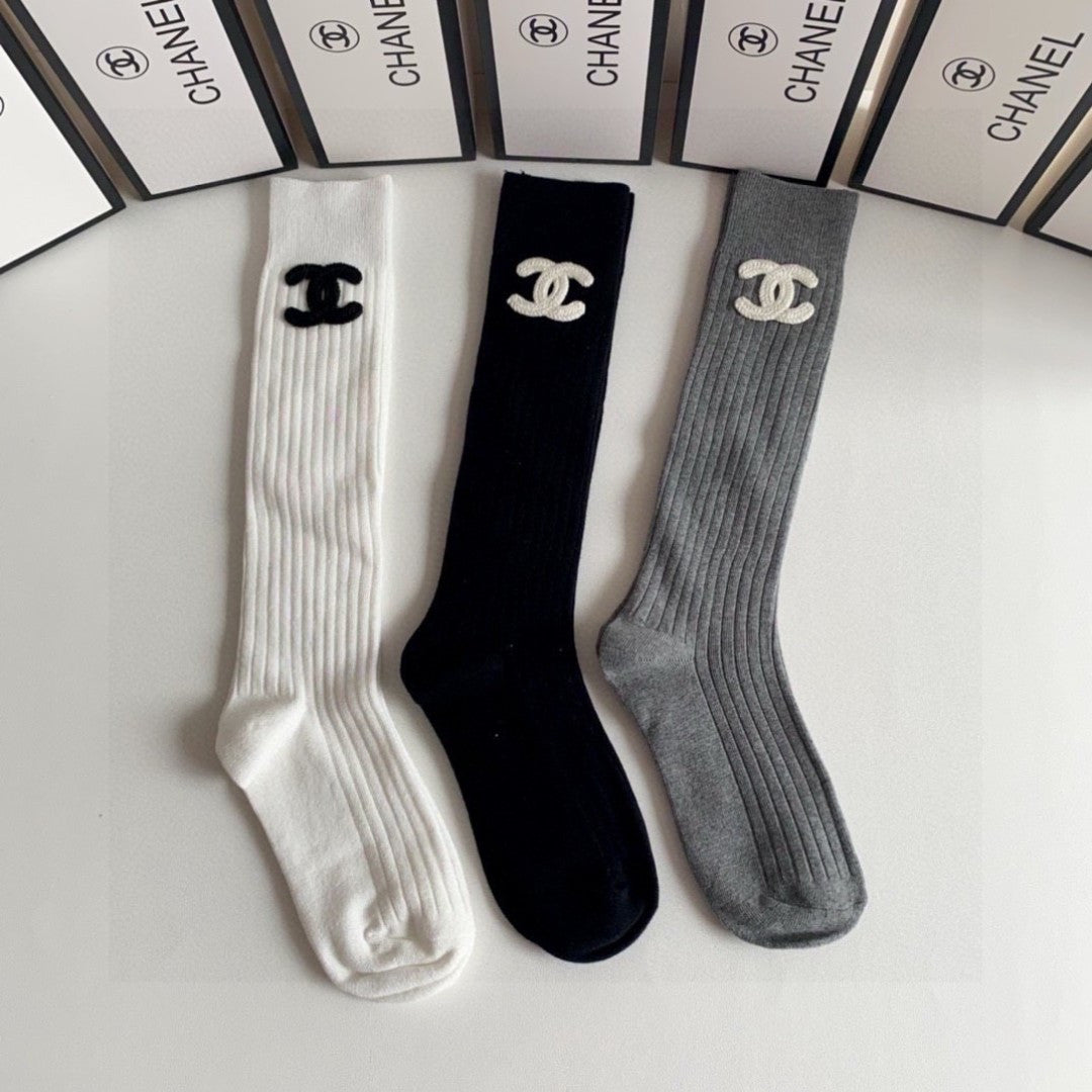 Chanel Luxury Knee-Length Calf Socks - Set of 2 Pairs