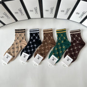 Chanel Mid-Length Pile Socks - 5 Pairs Gift Set