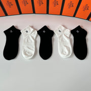 Hermes Embroidered Mid-Calf Socks - 5 Pairs
