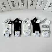 Celine Mid-Calf Socks - 5 Pairs Stylish Tube Socks