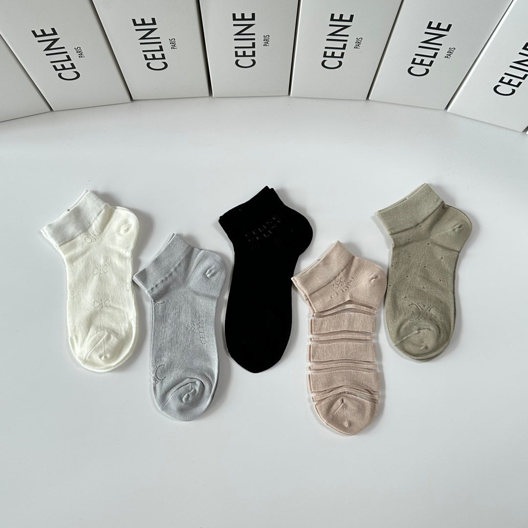 Celine Mid-Calf Tube Socks - 5 Pairs Counter Pack