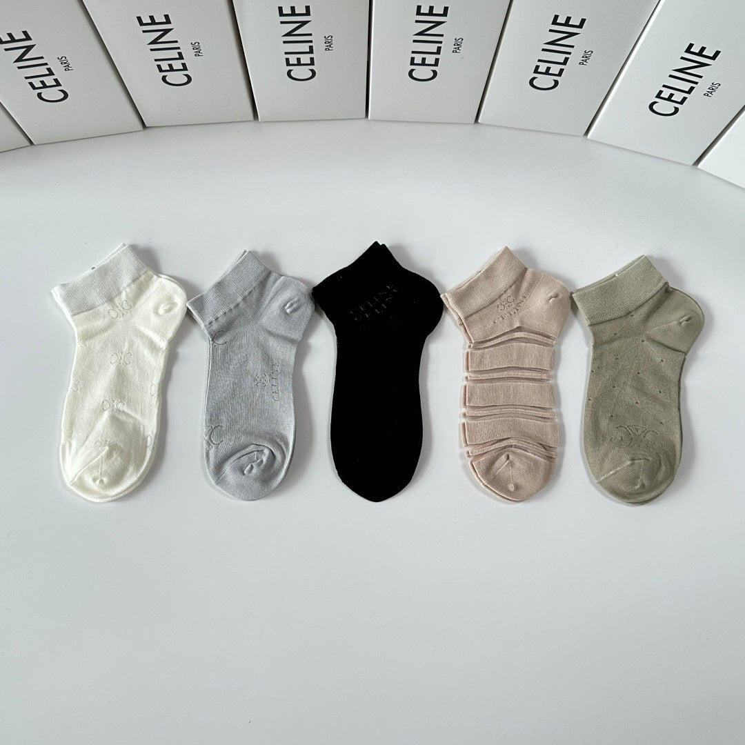 Celine Mid-Calf Tube Socks - 5 Pairs Counter Pack