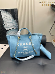 CHANEL Denim Beach Bag with Coin Purse - Stylish & Spacious