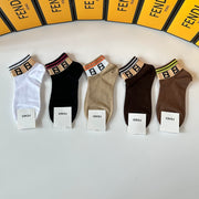 Fendi Mid-Short Socks â€“ Stylish 5-Pack Collection