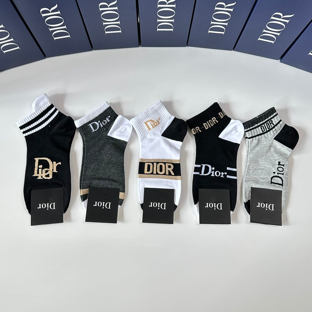 DIOR Medium and Short Pile Socks - Five Pairs Box Set