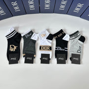 DIOR Medium and Short Pile Socks - Five Pairs Box Set