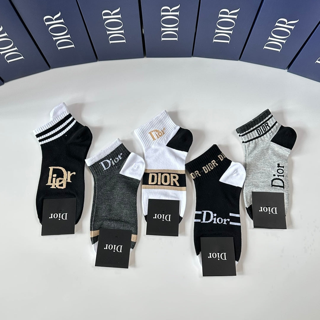 DIOR Medium and Short Pile Socks - Five Pairs Box Set