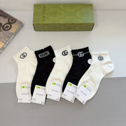 Gucci Bamboo Cotton Short Socks - 5 Pairs in Box