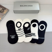 Balenciaga Short-Tube Boat Socks - 5 Pairs Box Set