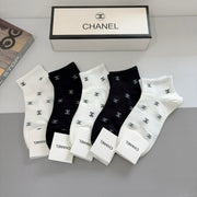 CHANEL Classic High Boat Socks - Cotton, 5 Pairs