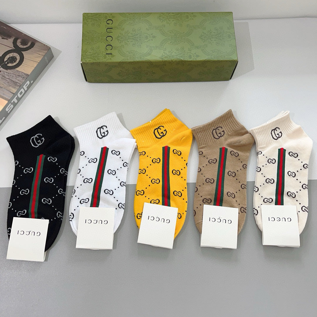 Gucci Classic Cotton Short Socks - 5 Pairs Box Set