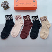 Louis Vuitton Classic Logo Mid-Calf Socks - 5 Pairs