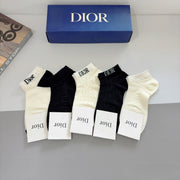 Dior Bamboo Cotton Short Socks - 5 Pairs