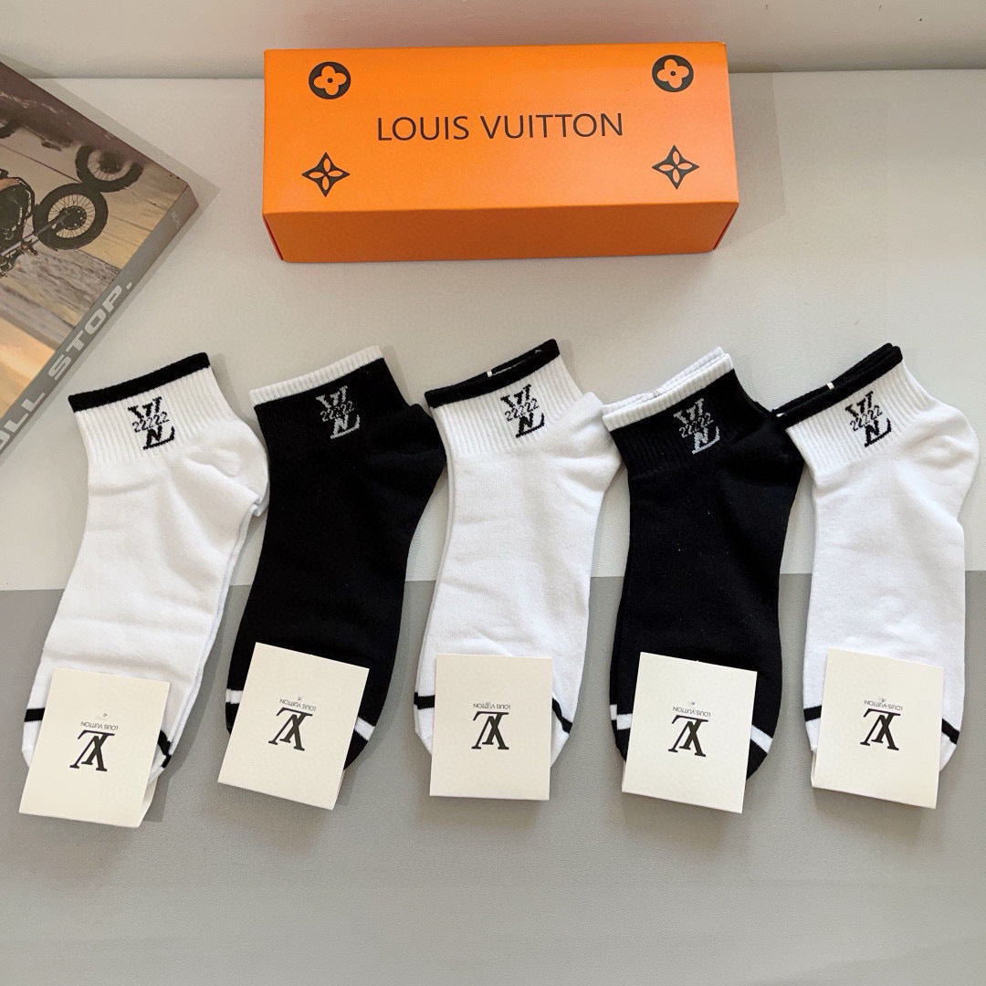 Louis Vuitton Cotton Boat Socks - 5 Pairs