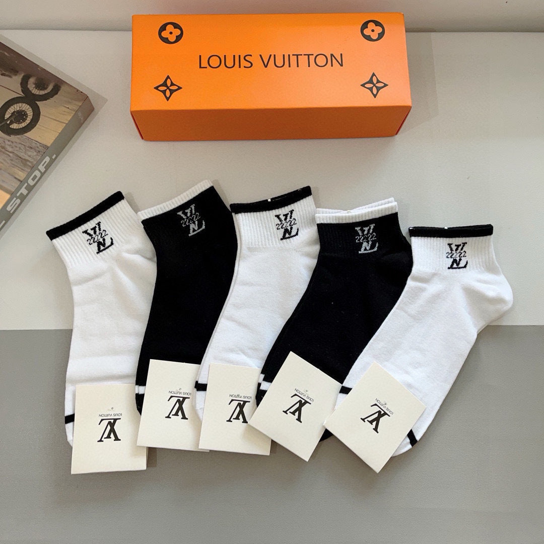 Louis Vuitton Cotton Boat Socks - 5 Pairs