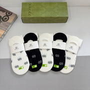 Gucci Bamboo Cotton Breathable Boat Socks - 5 Pairs