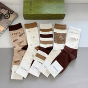 Gucci Bamboo Cotton Long Socks - 5 Pairs Box Set