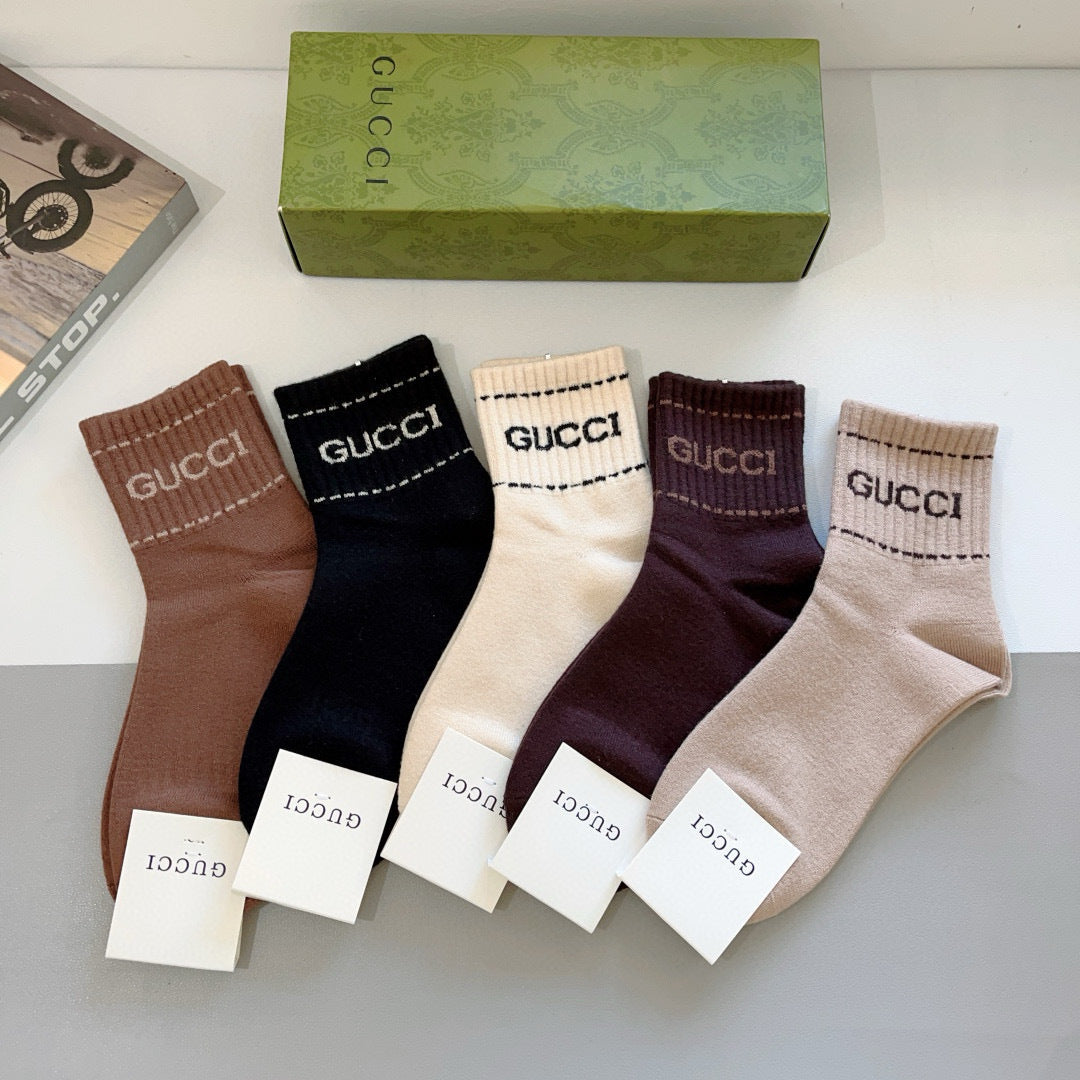 Gucci High-Version Cashmere Mid-Calf Socks â€“ 5 Pairs