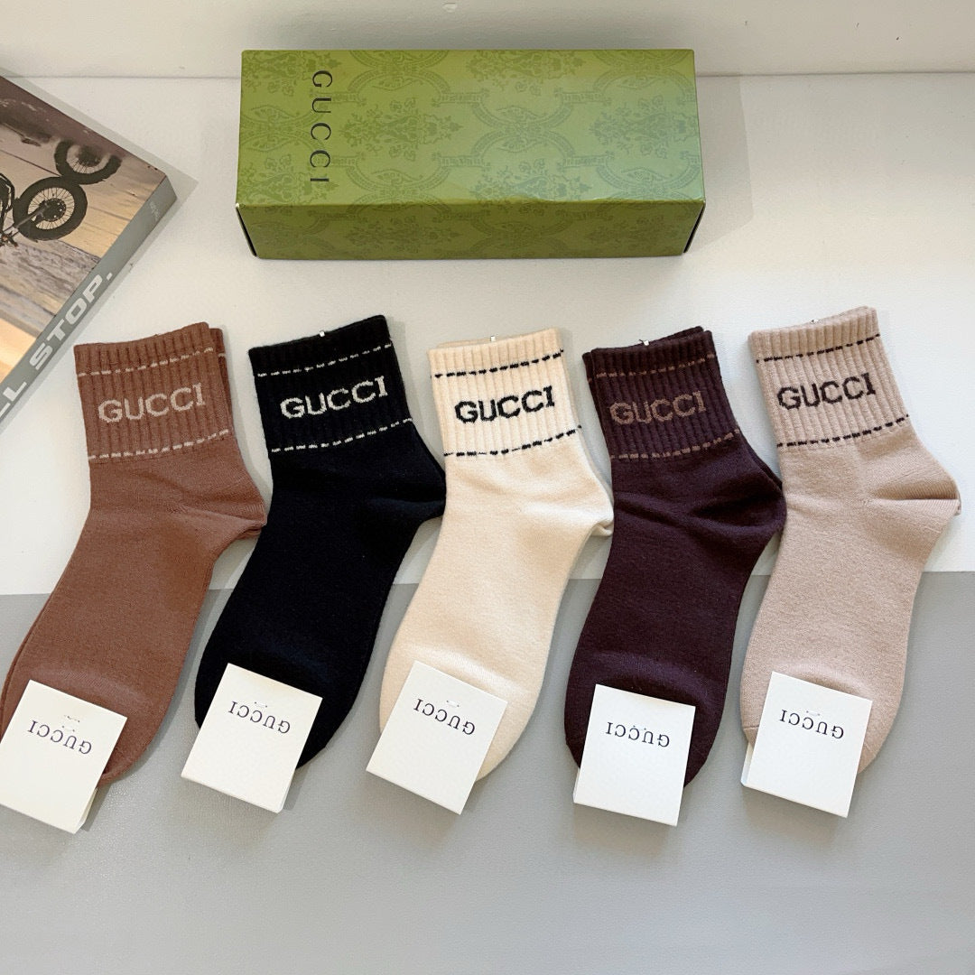 Gucci High-Version Cashmere Mid-Calf Socks â€“ 5 Pairs