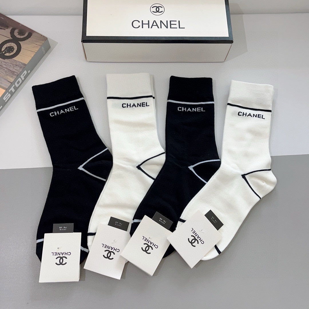 CHANEL Classic Double C Logo Cotton Socks - Luxury Fashion Essential