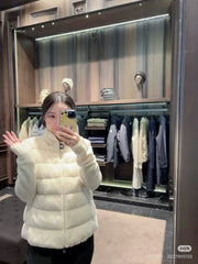 Moncler Women's Teddy Velvet Zipper Cardigan - Stylish Comfort in Pink, White, and Gray