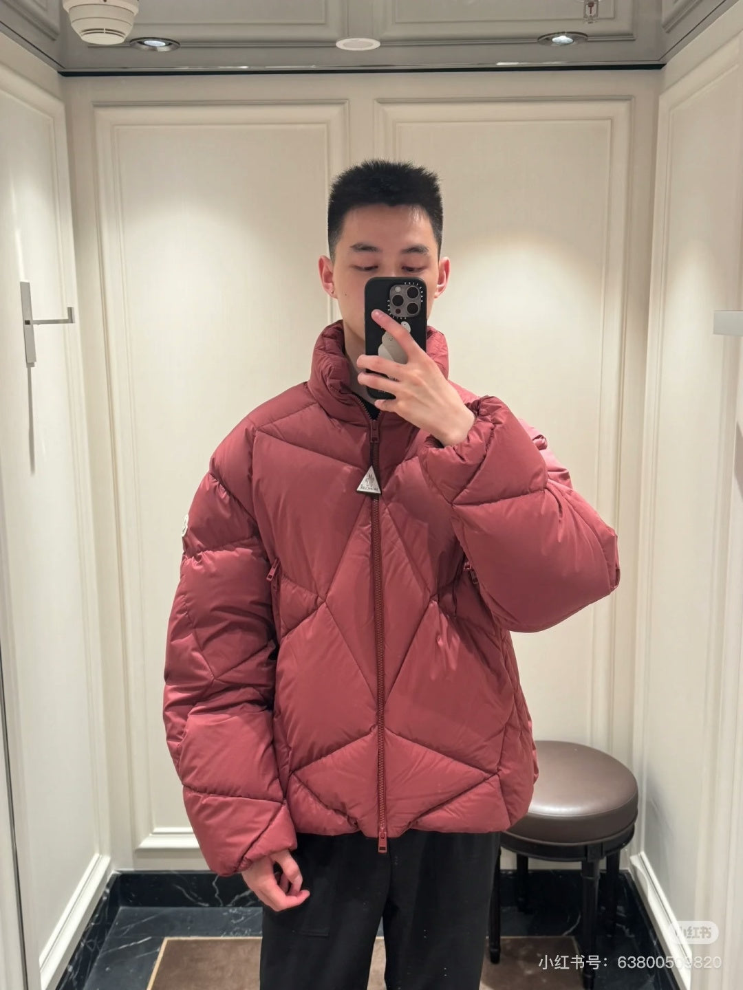 Moncler Men's Irregular Geometric Down Jacket with Masked Stand Collar