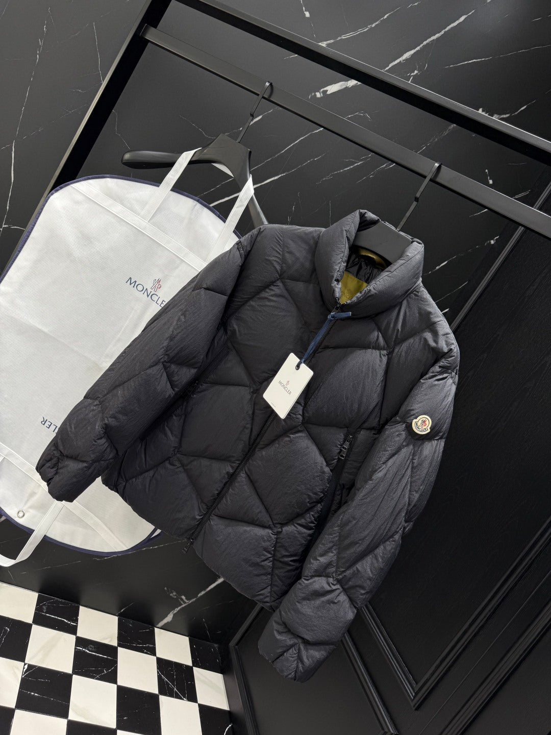 Moncler Geometric Stand Collar Down Jacket for Men