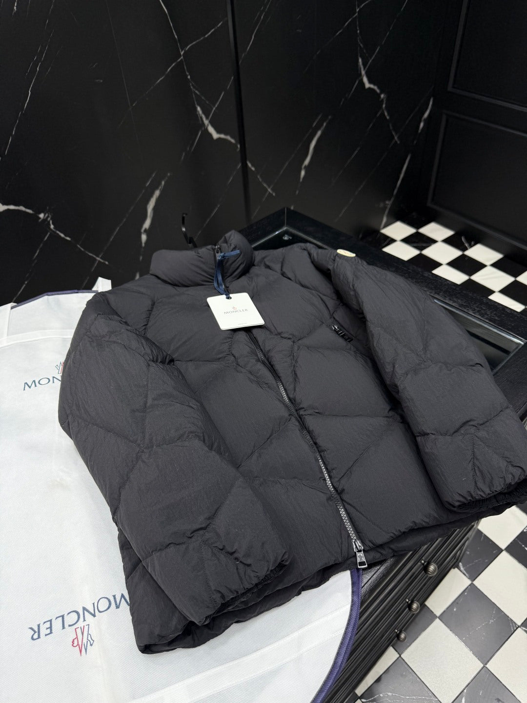 Men's Moncler Irregular Geometric Stand Collar Down Jacket
