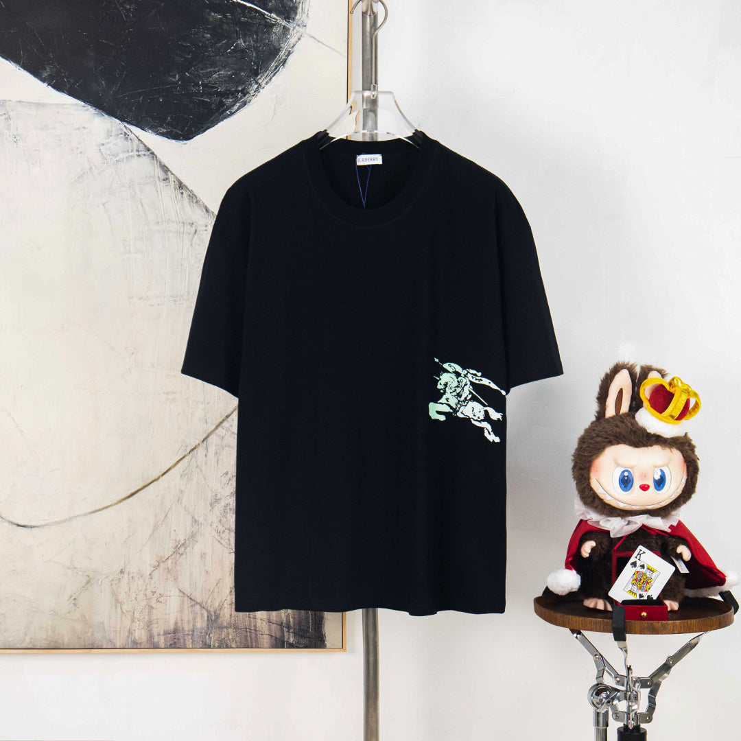 Burberry Round Neck Short-Sleeve T-Shirt - Classic Logo Design