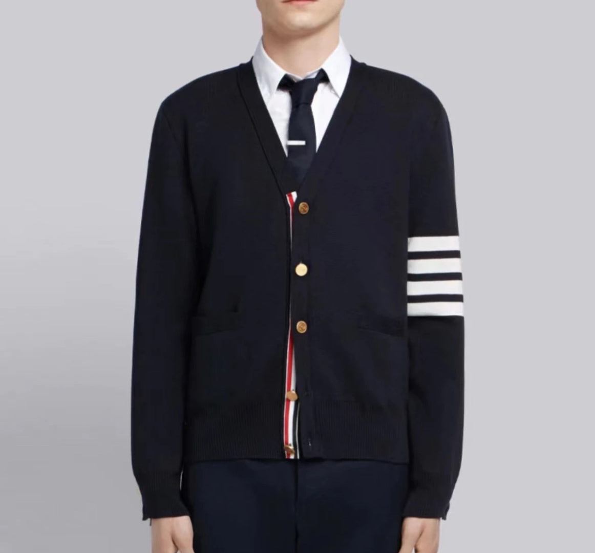 TB M54 Wool Blend Cardigan with Metal Five-Button Closure