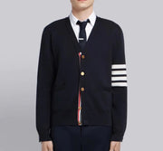 TB M54 Wool Blend Cardigan with Metal Five-Button Closure