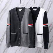 TB M33 Color-Blocked Wool Blend Cardigan - Unisex