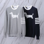 ** Thom Browne Knitted Puppy Pattern Crew Neck Sweater

**