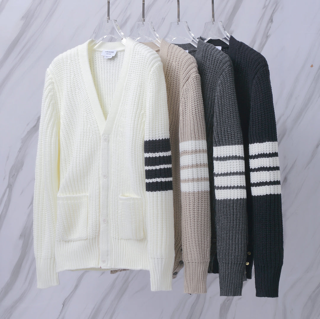 Thom Browne TB M42 Cashmere Blend Striped Cardigan
