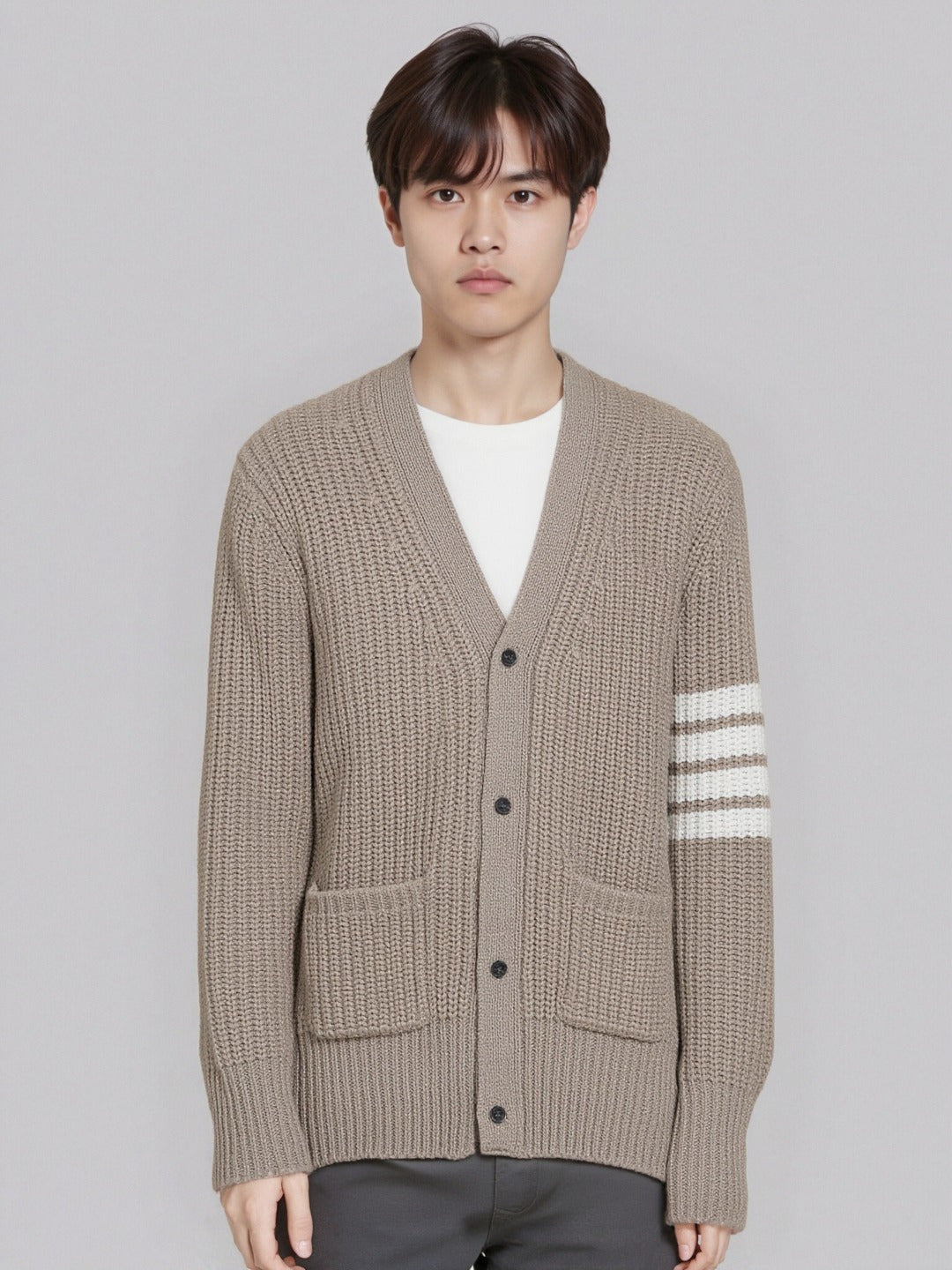 Thom Browne M42 Striped Cashmere Blend Cardigan Sweater